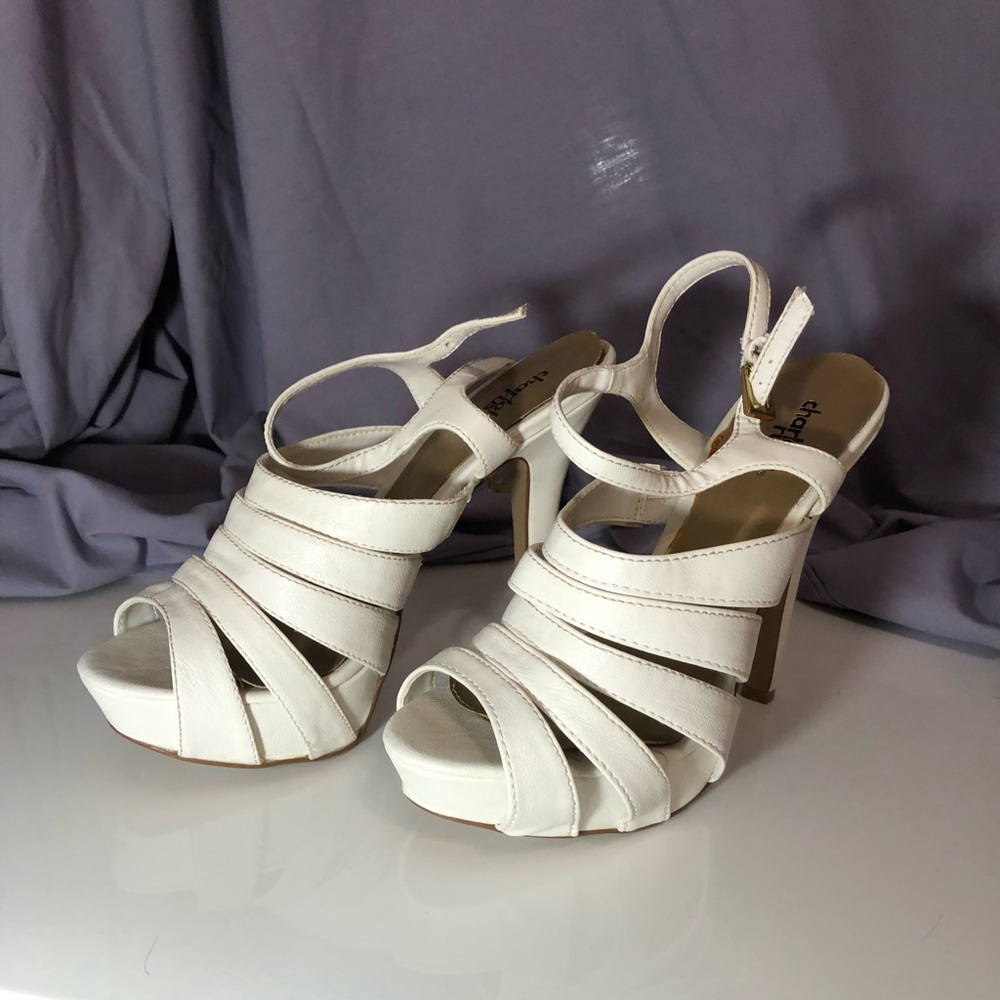 White sandal heels